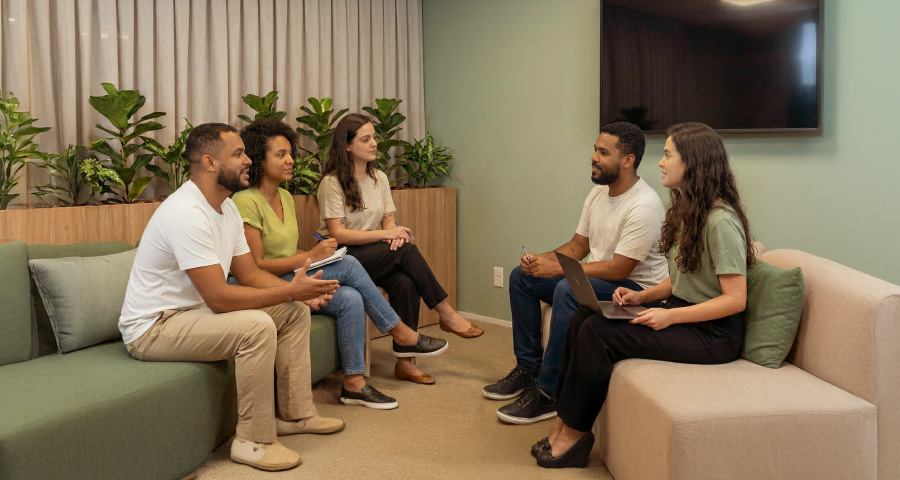 Comunicação interna sensível e humanizada reduzindo afastamentos por saúde mental.