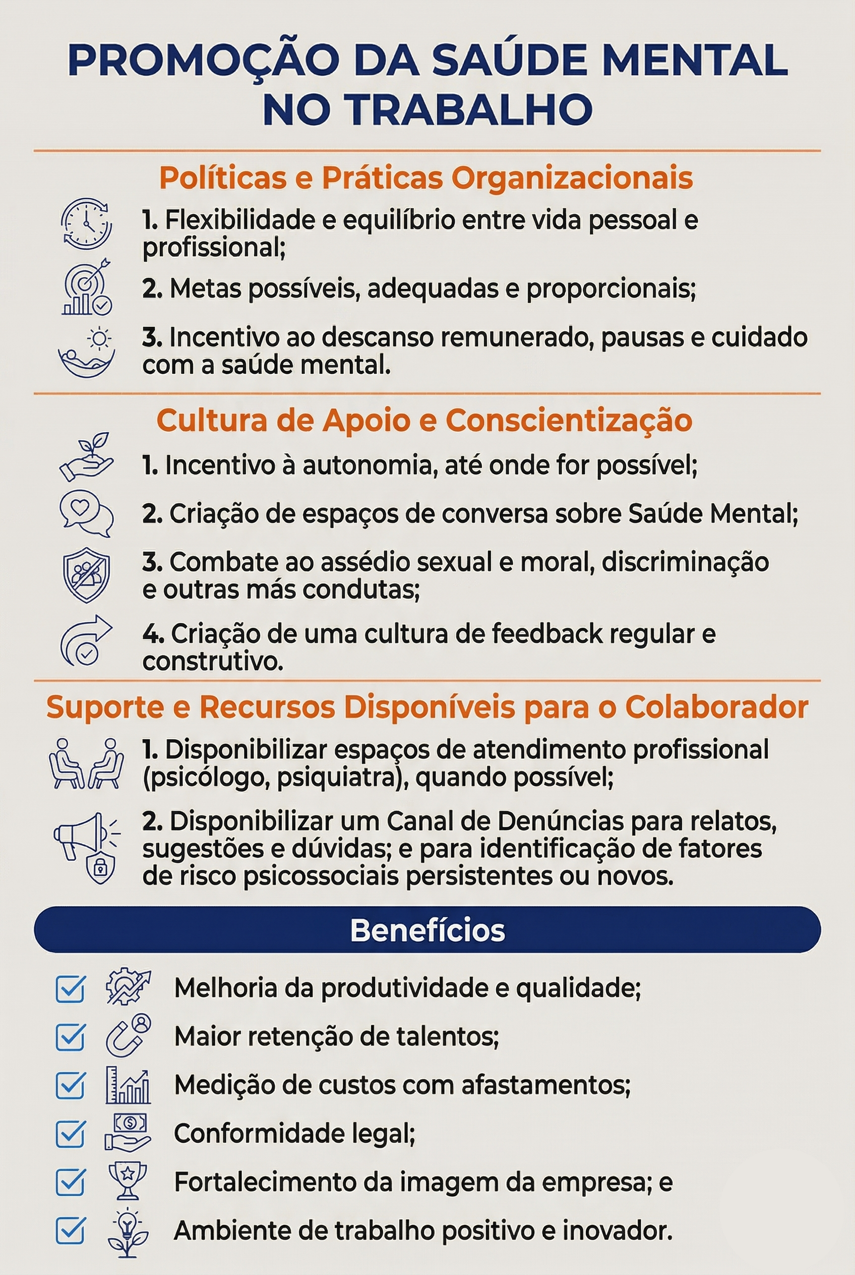 O infográfico é um guia prático estruturado em quatro seções principais