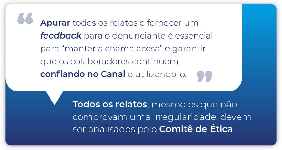 Canal de Denúncias: apurar relatos e fornecer feedback aos denunciantes