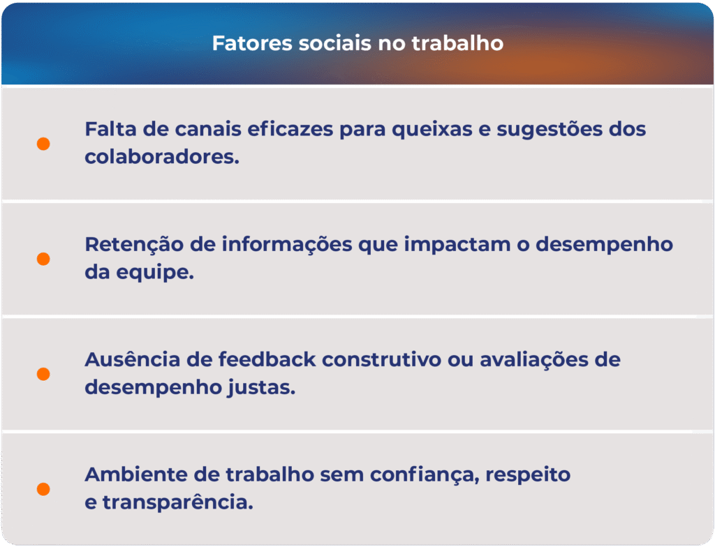 Fatores sociais no trabalho