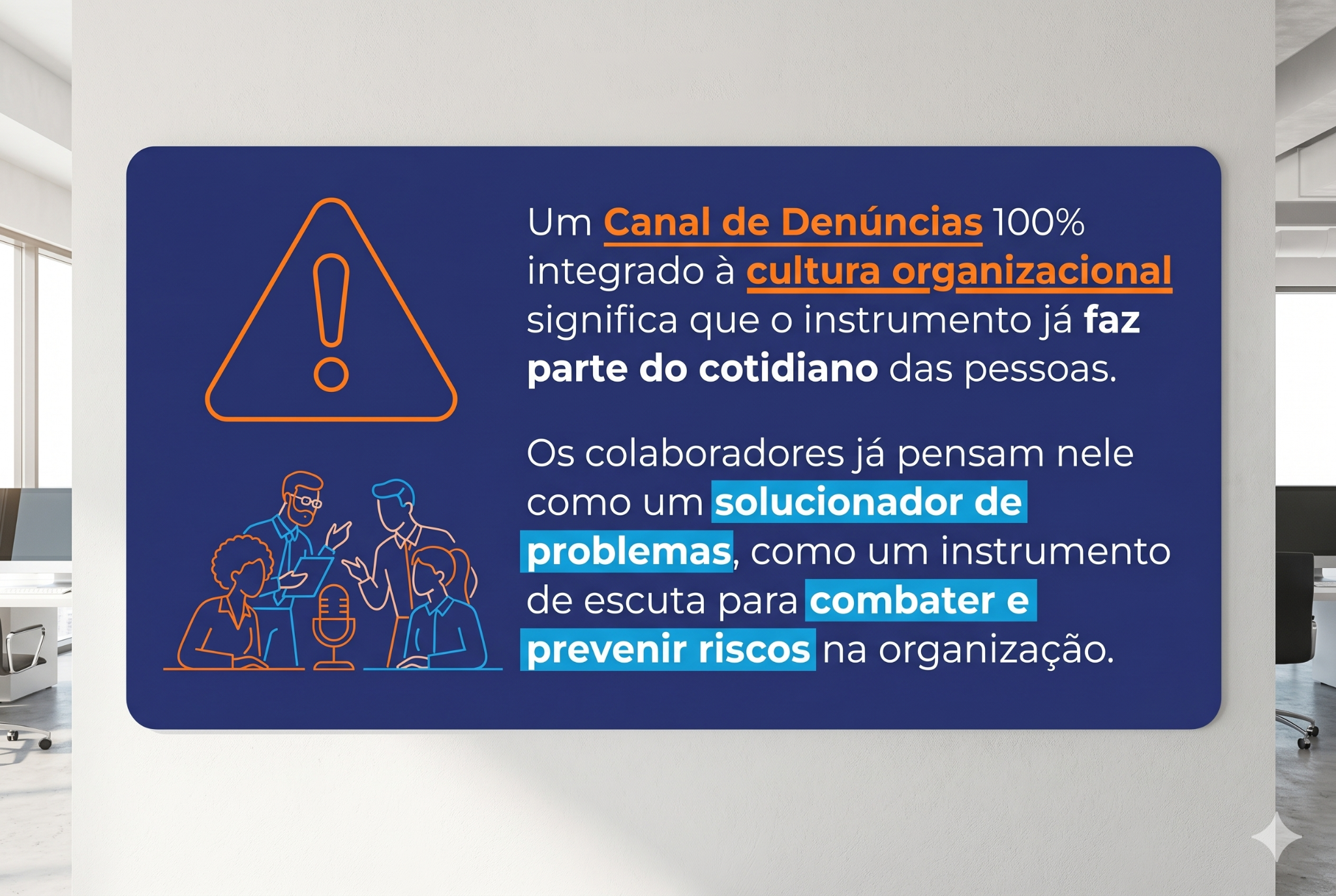 Esta imagem apresenta um painel informativo ou informativo digital sobre compliance e cultura organizacional.