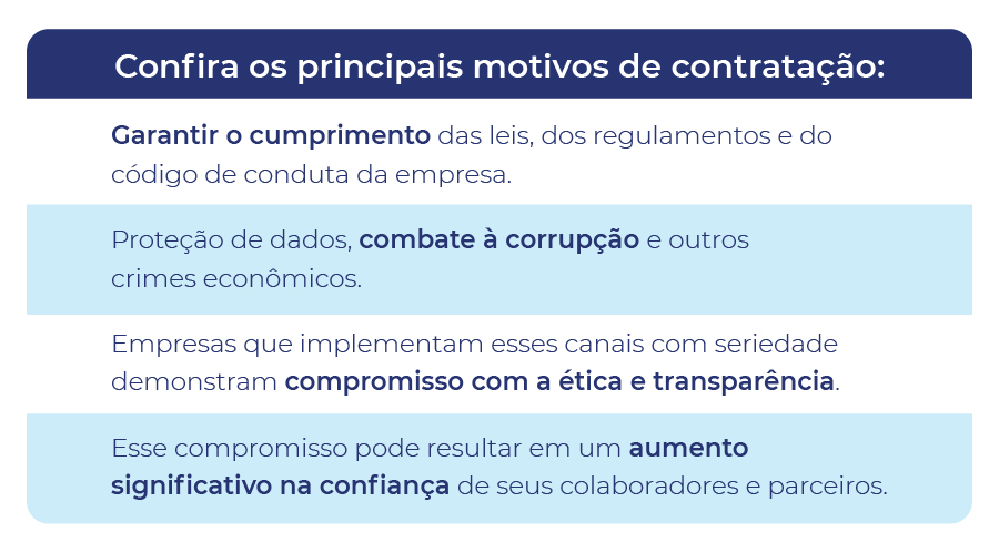 Principais motivos de contratação